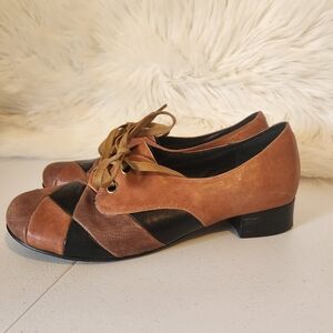 Vintage 90s Leather Patchwork Mary Jane Loafers Shoes Womens Size 38 7 1990s